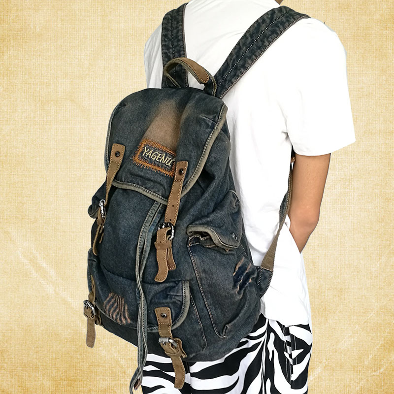 Canvas Backpack Casual - Retro Tuval Deri Çift Omuz Askılı